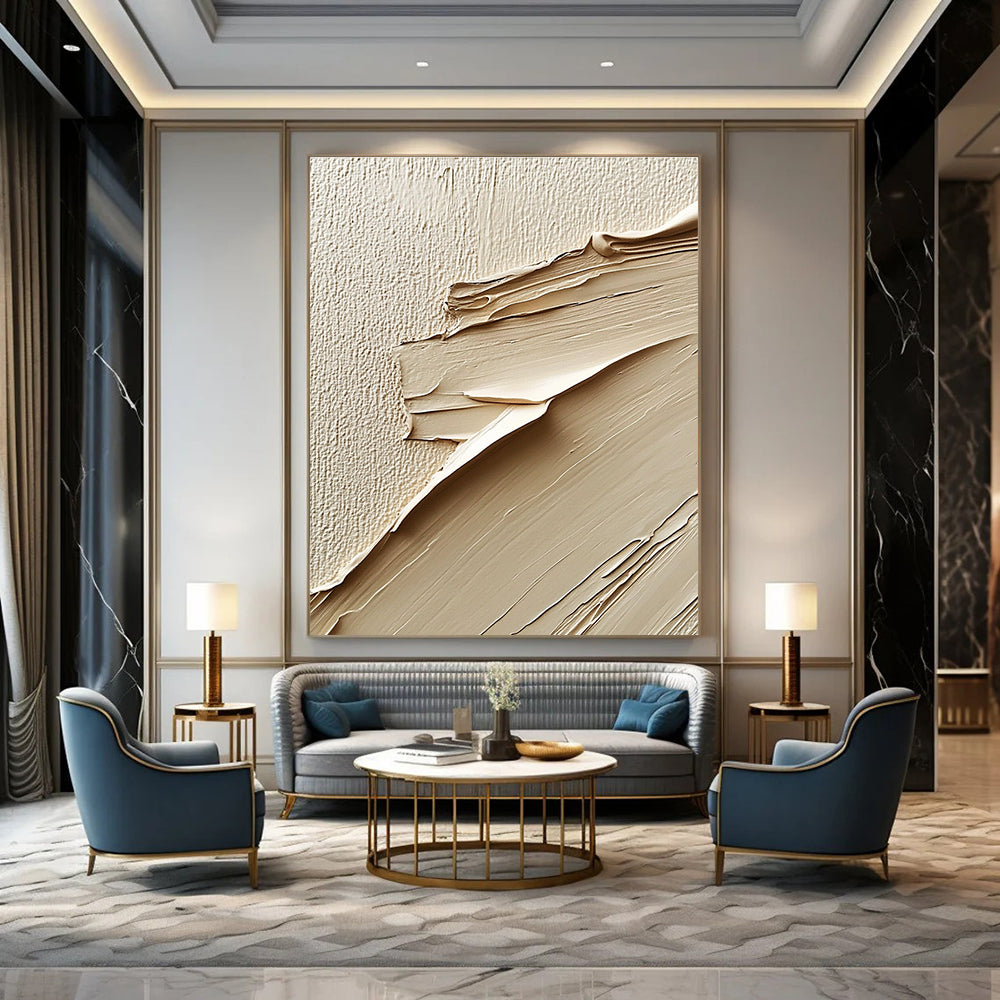 Textured Beige Layers Abstract Painting of Subtle Sophistication GAB0091