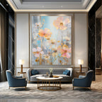 Delicate Floral Abstract Painting for Serene Bedrooms HENG431