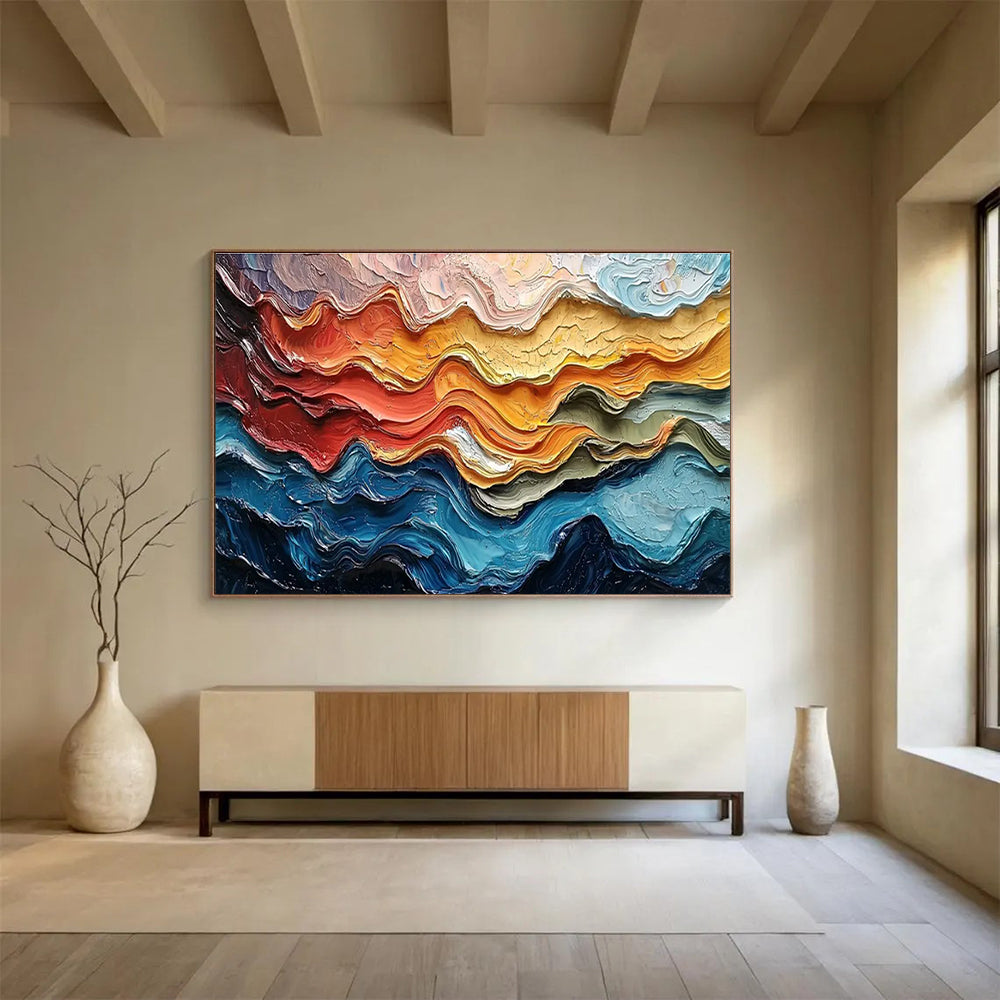 Colorful Wave Abstract Painting for Modern Beach Resorts YHT292