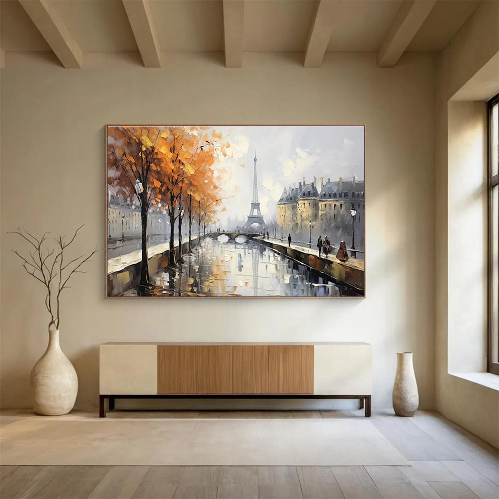 Parisian Autumn Abstract Painting for Romantic Cafes YHT171