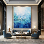 Blue and Green Textured Abstract Painting for Coastal - Inspired Living Spaces GAB0920