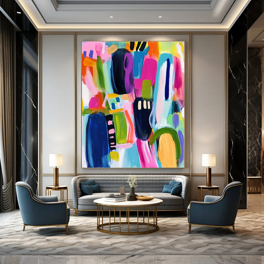 Vibrant Color Blocks Abstract Painting for Lively Interiors GAB0725
