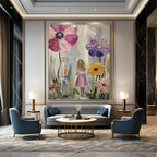Girl in Flower Field Painting of Whimsical Nature GAB0132