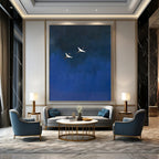 Two Cranes in Blue Sky Abstract Painting for Zen - Inspired Spaces HENG481