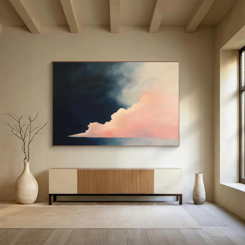 Dramatic Sky with Pink Cloud Painting with Bold Color Contrast ABS566