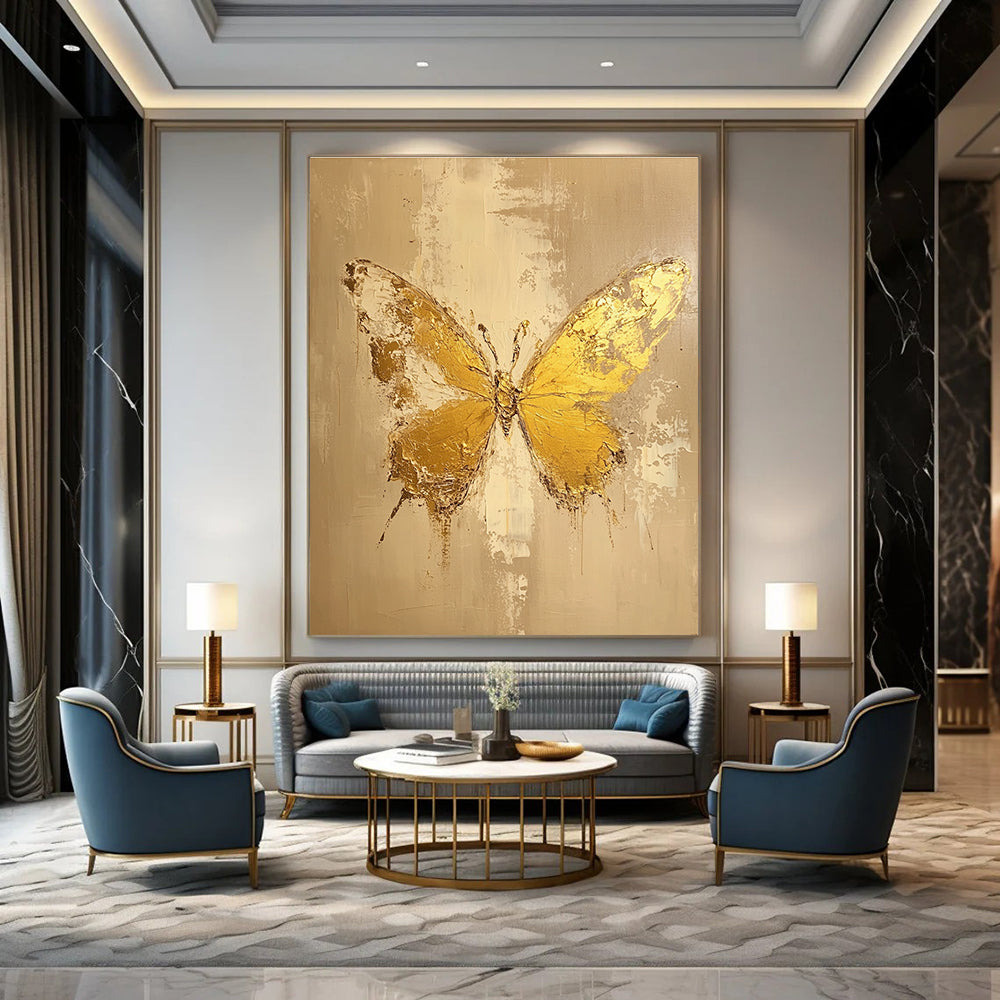 Golden Butterfly Abstract Painting for Elegant Spaces GAB0720