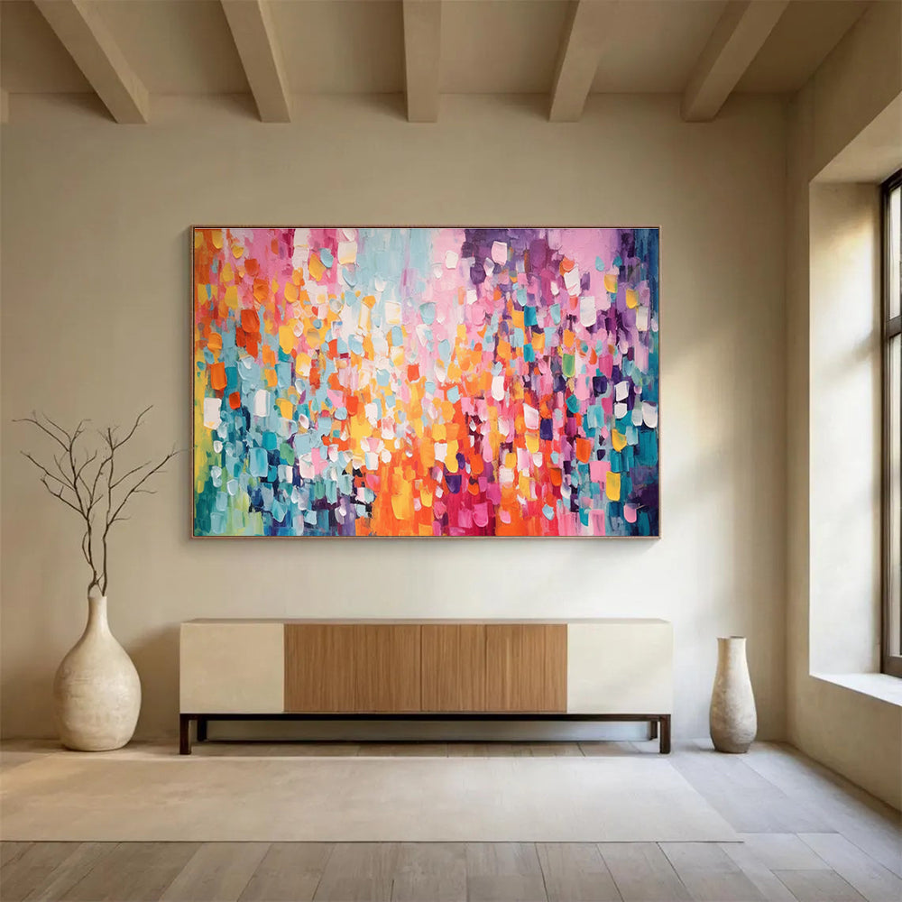 Colorful Impasto Abstract Painting for Vibrant Cafes YHT158