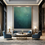 Solitary Bird in Green Abstract Painting for Peaceful Meditation Rooms HENG477