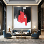 Red - Black - Gray Abstract Painting for Industrial - Chic Lofts HENG394