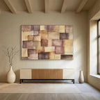 Purple and Brown Squares 2 Abstract Painting with Playful Geometry ABS617