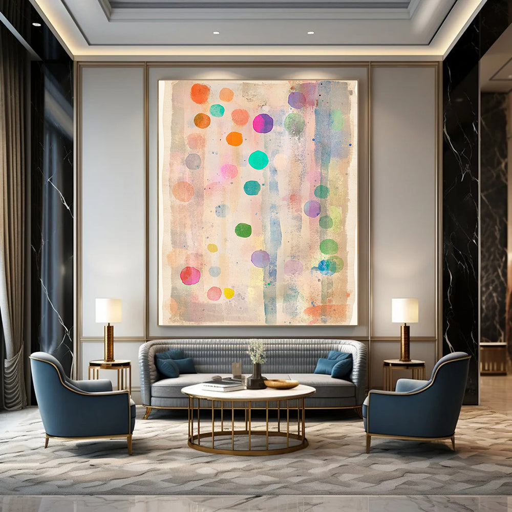 Colorful Dots Watercolor Abstract Painting of Playful Spots GAB0122