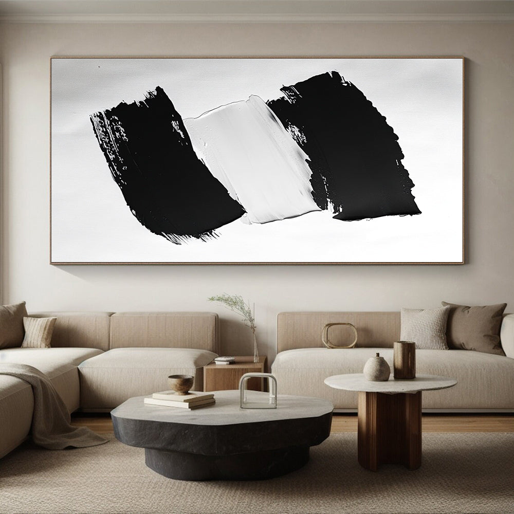 Minimalist Black and White Abstract Painting with Clean Forms WINK822
