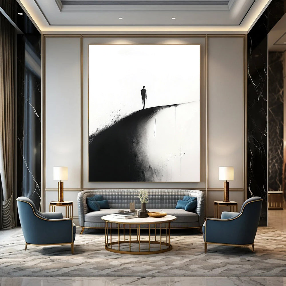 Silhouette on a Hill Abstract Painting for Thoughtful Study Spaces GAB1373