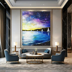 Starry Night Sailboats Abstract Painting for Lakeside Retreats GAB1268
