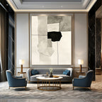 Black and White Geometric Abstract Painting for Industrial - Chic Cafés GAB0946