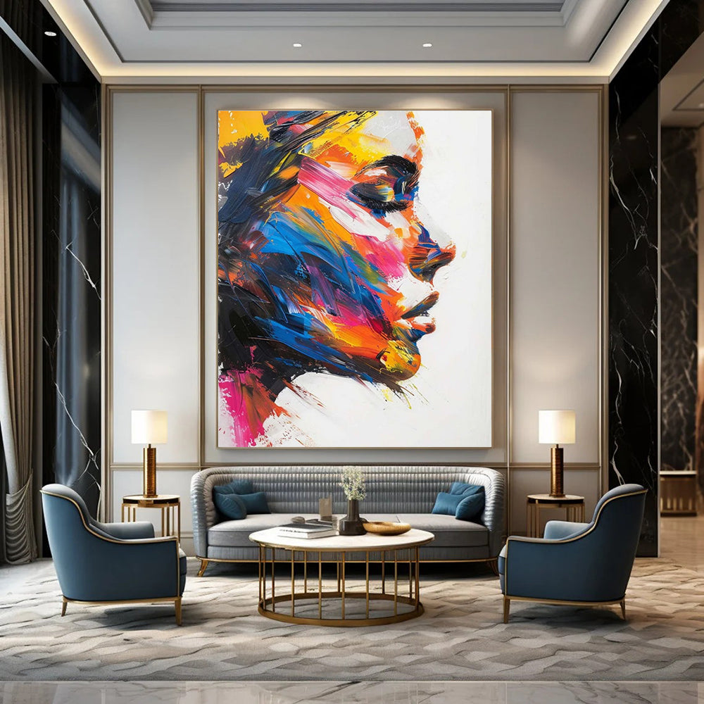 Colorful Portrait Abstract Painting for Creative Agency Meeting Rooms HENG089