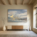 Cloudy Sea Reflection Abstract Painting for Tranquil Bedroom Retreats YHT255