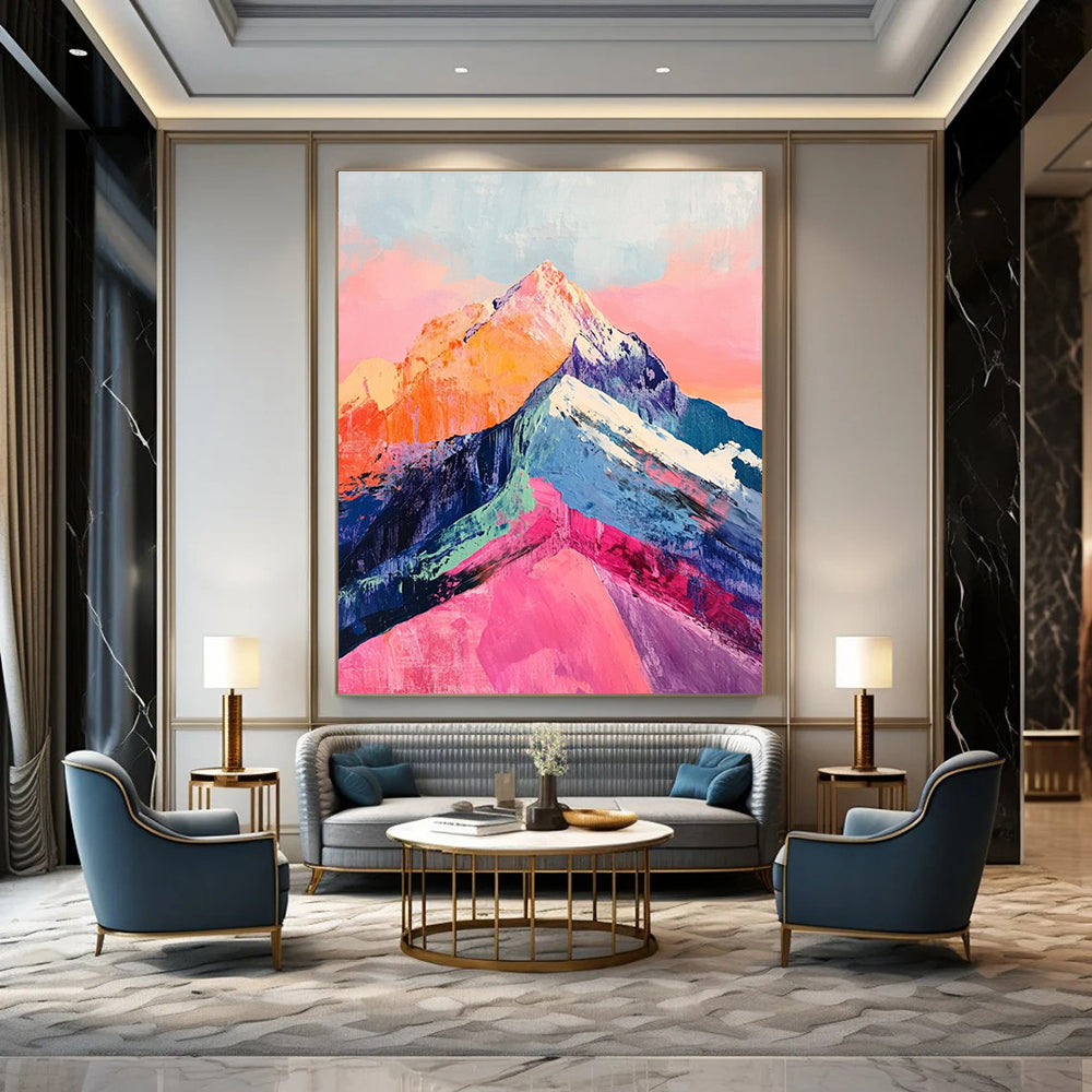 Vivid Colorful Mountain Peaks Painting for Nature - Inspired Spaces HENG283