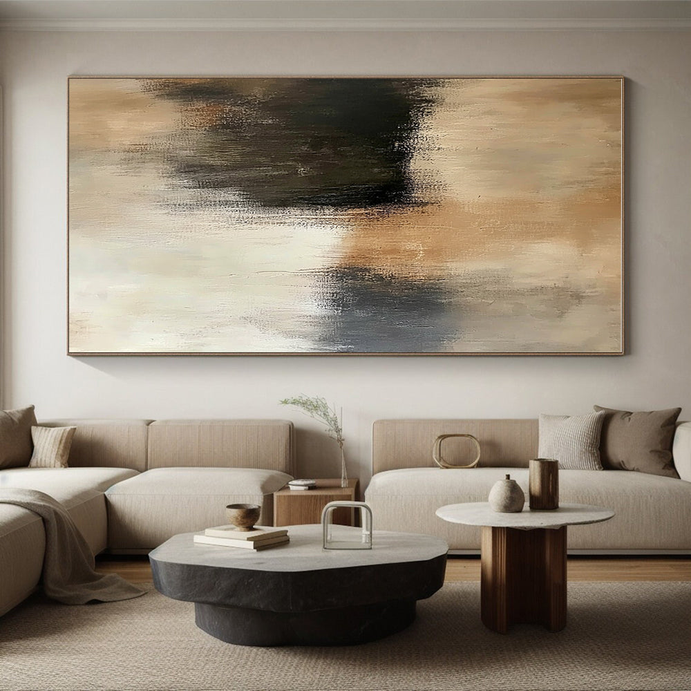 Beige Black Abstract Painting with Quiet Sophistication WINK545
