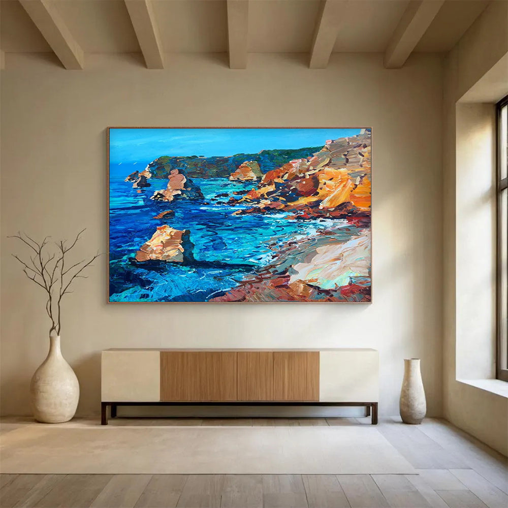 Coastal Rocks Abstract Painting for Seaside Home Living Rooms YHT454