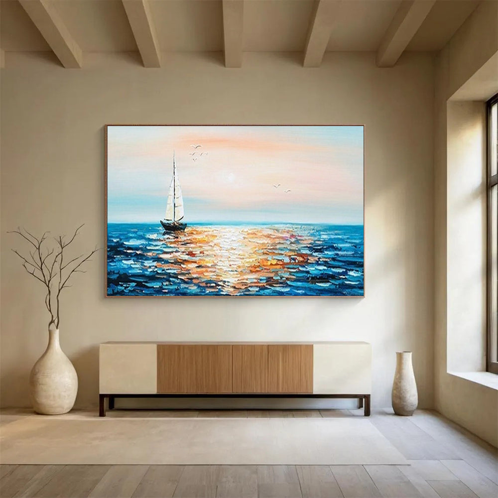 Calm Sailing Abstract Painting for Relaxation Lounges YHT188