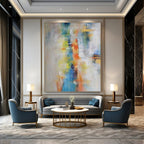 Soft Color Fusion Abstract Painting for Serene Bedrooms HENG412