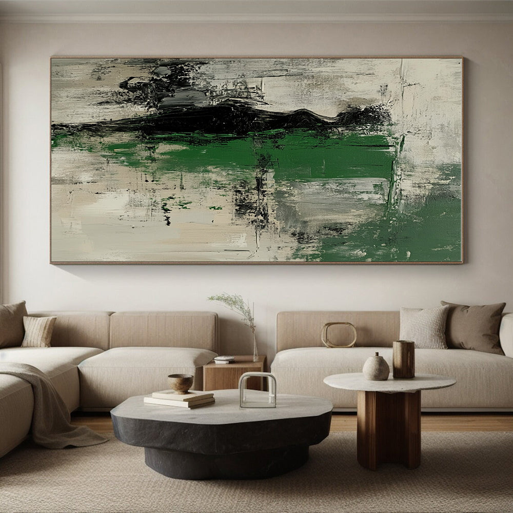 Abstract Figure in Green Painting with Enigmatic Presence WINK526
