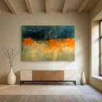 Dark and Orange Layered Textures Abstract Painting ABS341