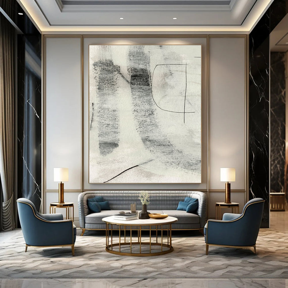 Monochromatic Textured Abstract Painting for Modern Art Galleries HENG213