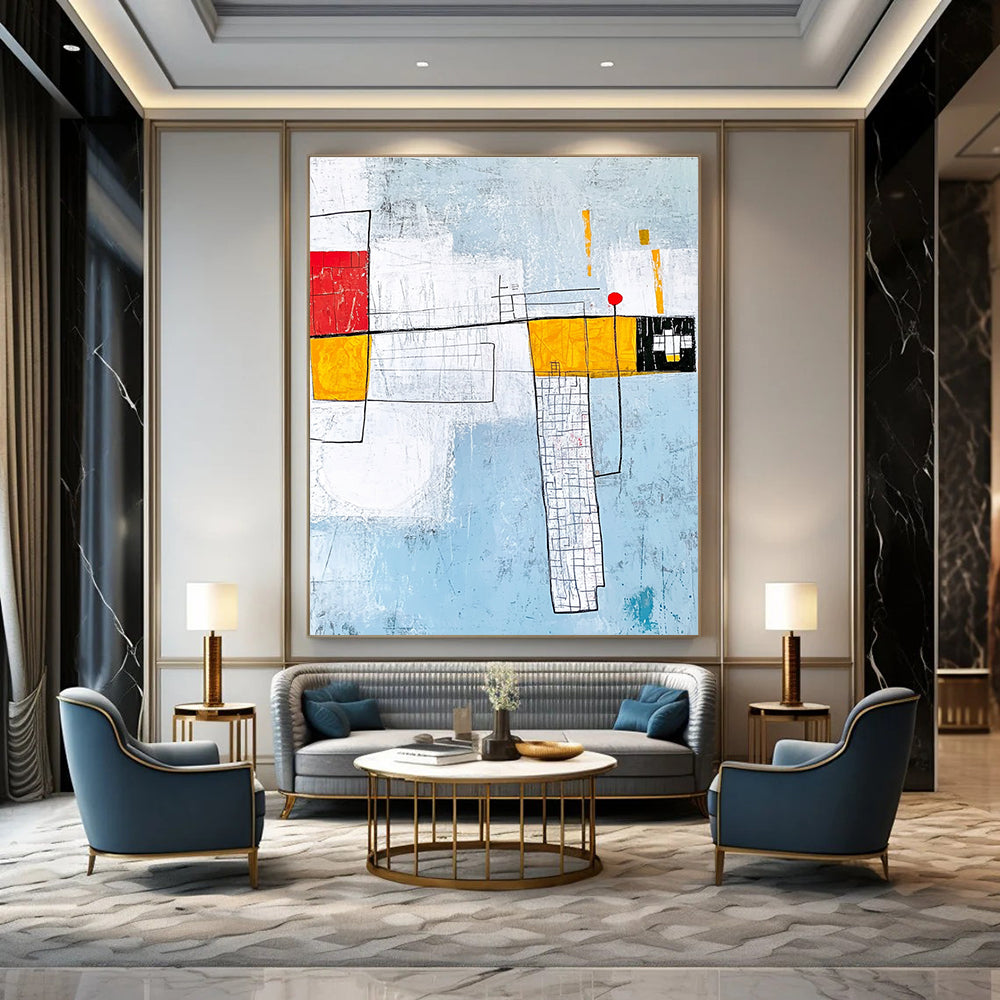 Red - Yellow Abstract Composition Painting for Industrial - Chic Lofts GAB1152