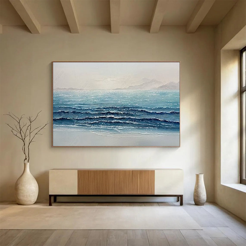 Sparkling Sea Abstract Painting for Nautical - Themed Offices YHT185