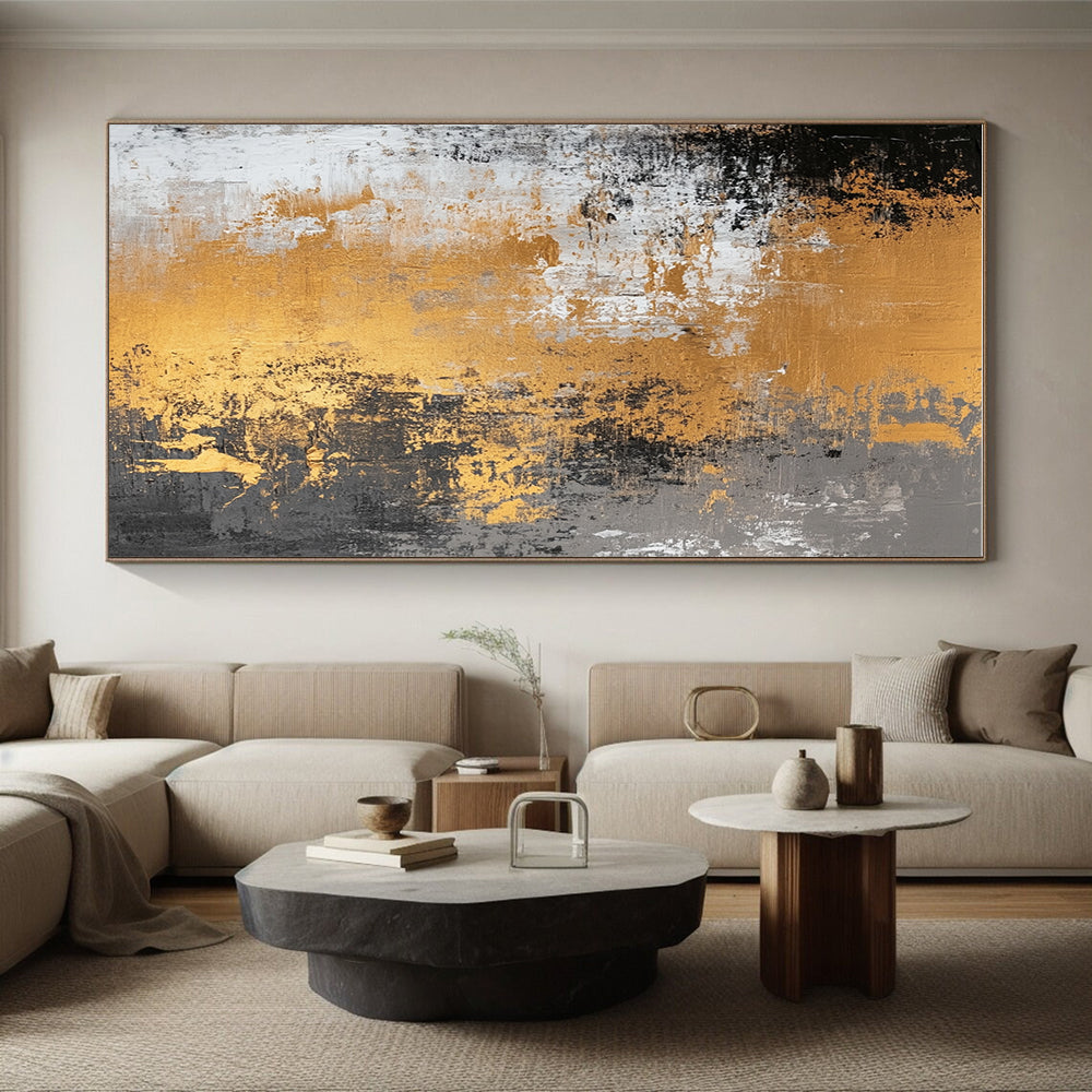 Gold Gray and White Abstract Painting with Rustic Luxury WINK318