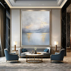 Lake with Golden Reflections Abstract Painting for Serene Interiors GAB0704