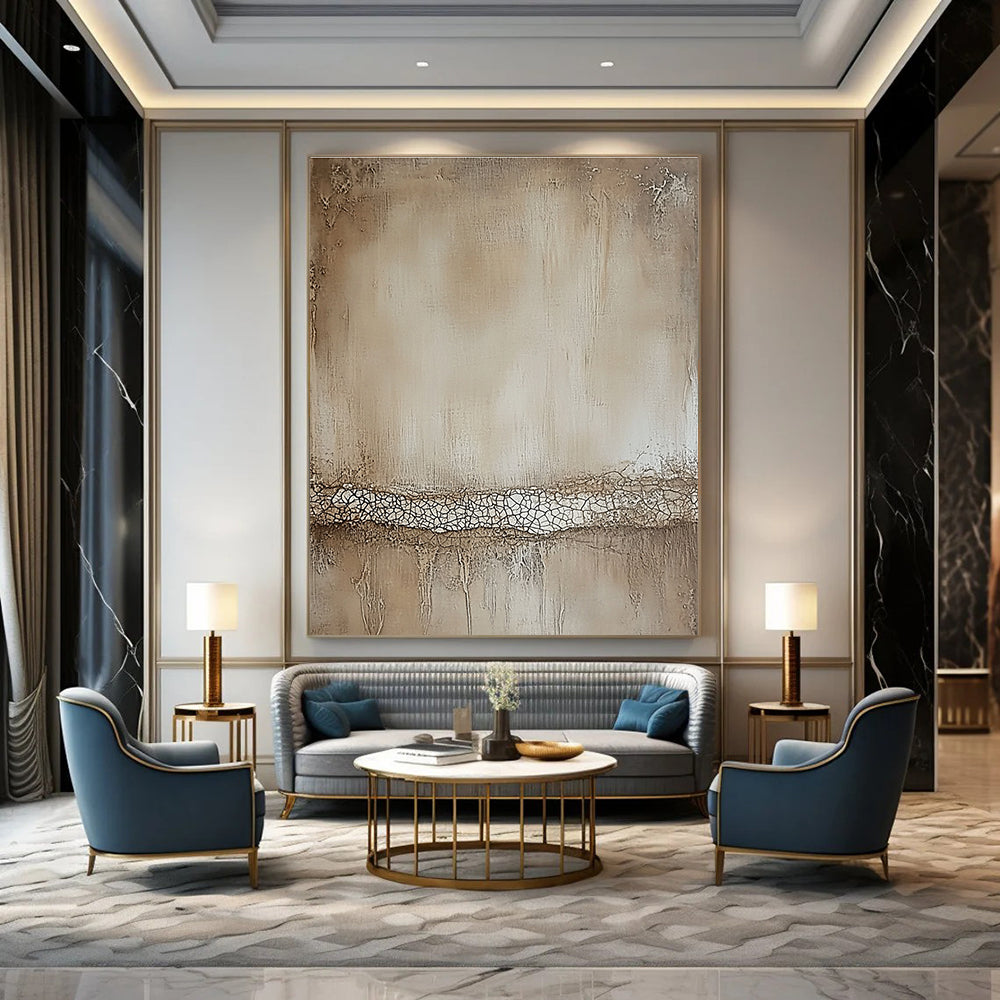 Crackled Texture Art Abstract Painting for Rustic Interiors GAB0706