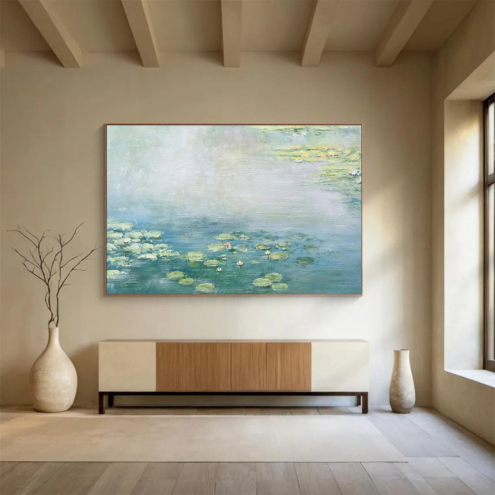 Water Lily Abstract Painting for Tranquil Spa Retreats YHT391