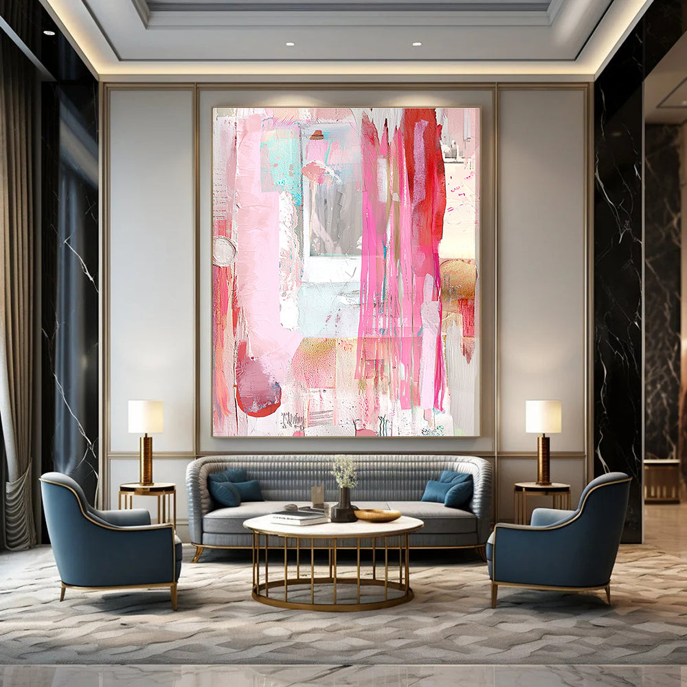 Pink Collage Abstract - Eclectic Mixed - Media Art GAB0393