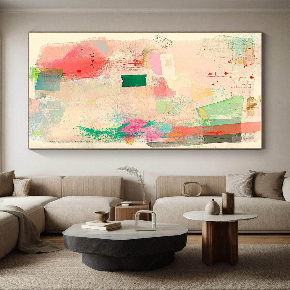 Pastel Color Collage Abstract Painting with Playful Creativity WINK076