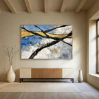 Golden Branches Abstract Painting with Luxurious, Textured Elegance ABS525
