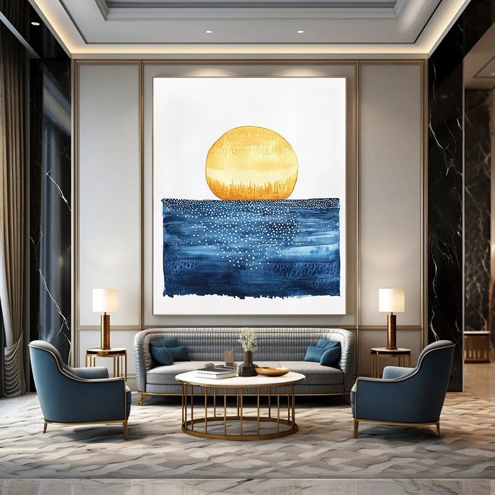 Sun and Sparkling Sea Abstract Painting for Nautical - Inspired Living Rooms GAB0991