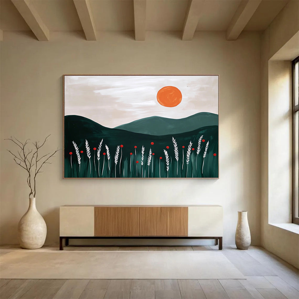 Minimalist Landscape with Sun  Calm and Serene ABS057