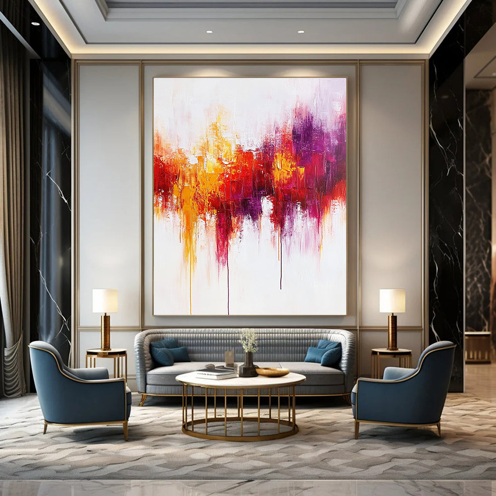 Colorful Drip - Effect Abstract Painting for Bohemian - Style Cafes GAB0891