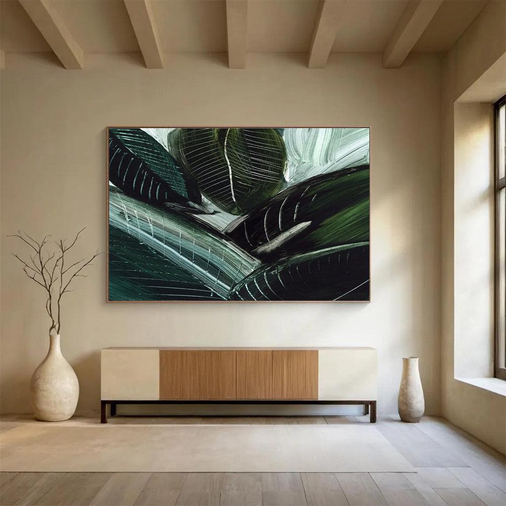 Tropical Leaf Abstract Painting for Jungle - Themed Spaces YHT144