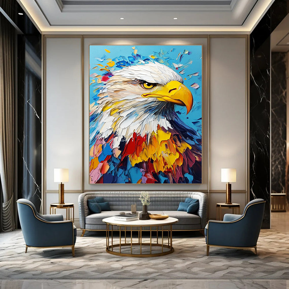 Colorful Eagle Portrait Abstract Painting for Patriotic - Themed Spaces GAB1323