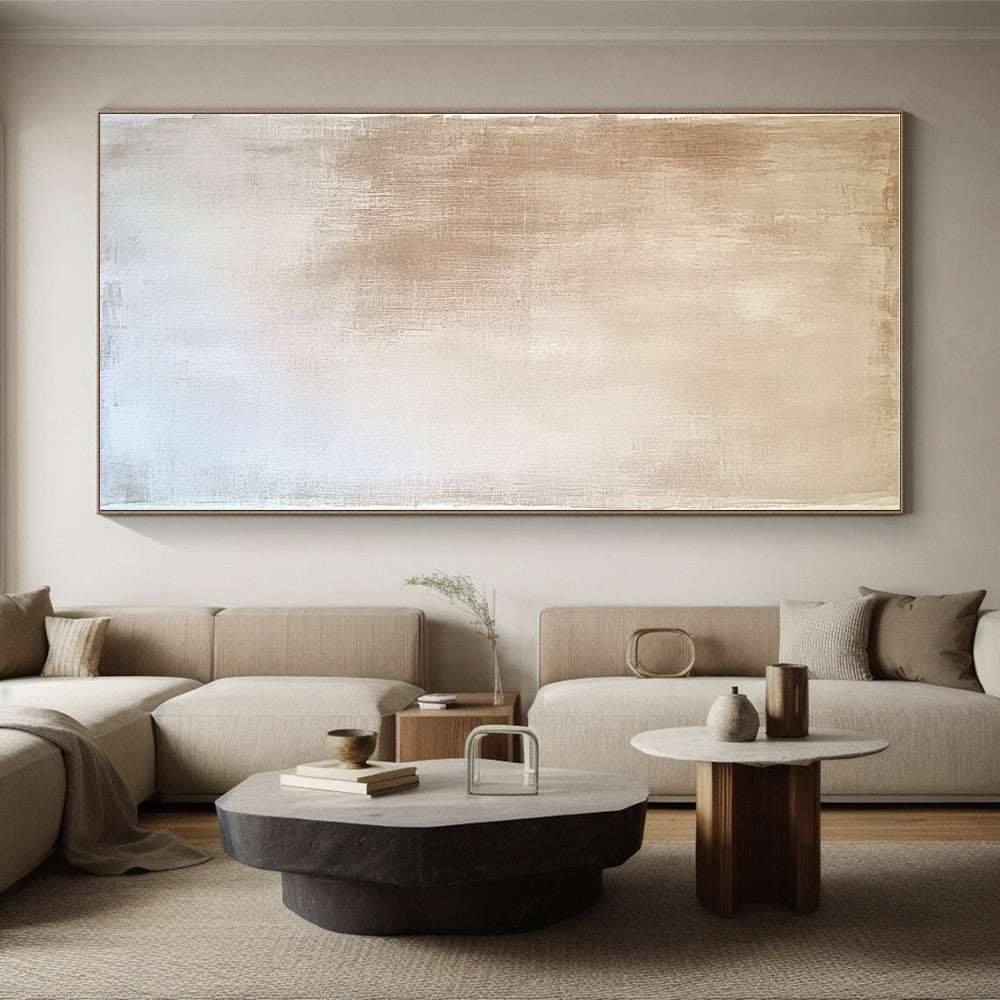 Beige and White Gradient Abstract Painting with Subtle Serenity WINK022