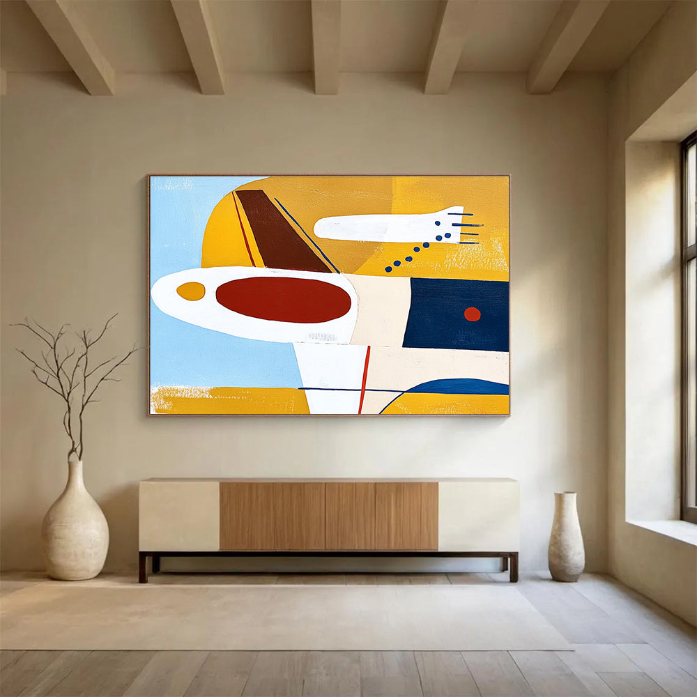 Color - Blocked Geometric Aircraft Abstract Painting ABS201