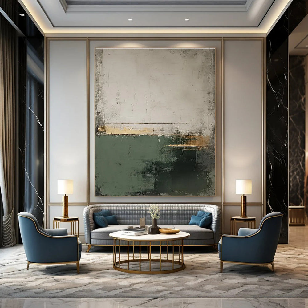 Earth - Toned Abstract with Gold Painting for Timeless Interiors HENG454