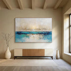 Textured Sea and Sky Abstract Painting with Layered, Coastal Calm ABS491