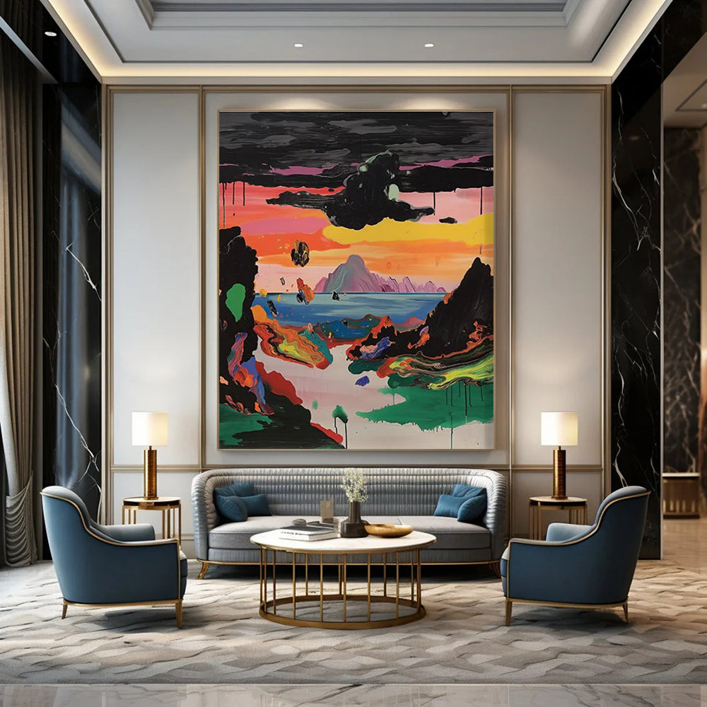 Surreal Colorful Landscape Abstract Painting for Dreamy Art Installations HENG107