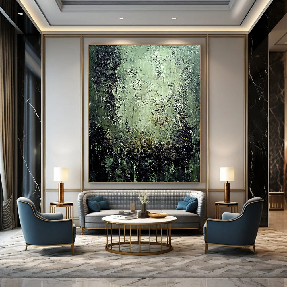 Textured Green Abstract Painting for Nature - Inspired Offices GAB1067