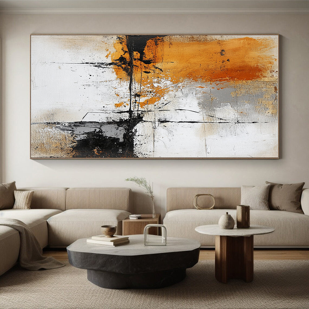 Orange Gray Abstract Textures Painting with Bold Strokes WINK631